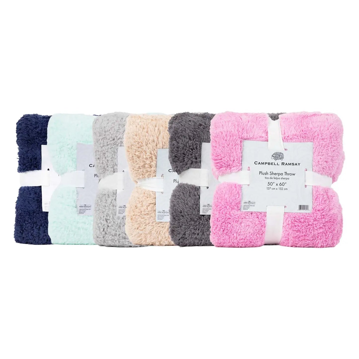 Plush Luxury Sherpa Throw Blankets, Assorted Colors, Soft, 50x60