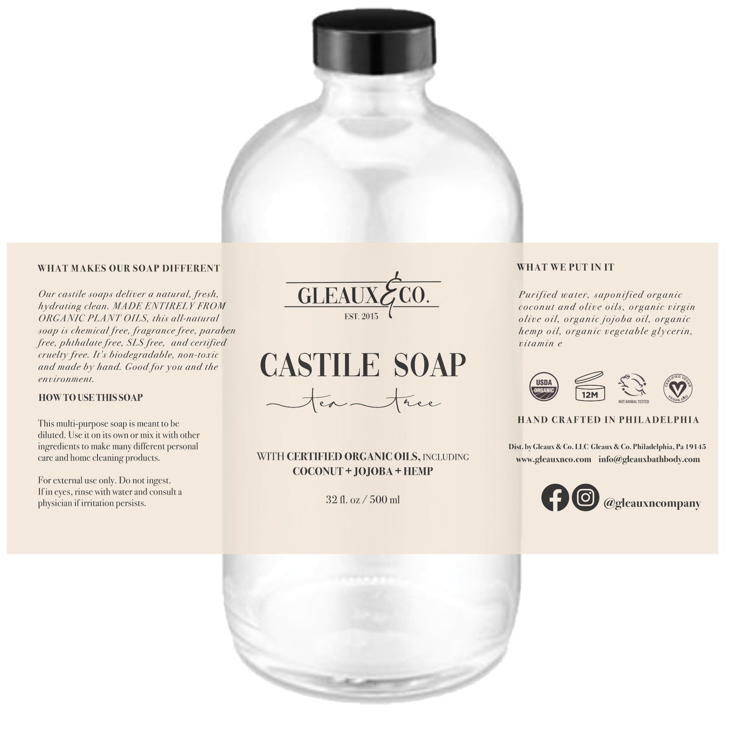 Gleaux & Company Tea Tree Castile Soap